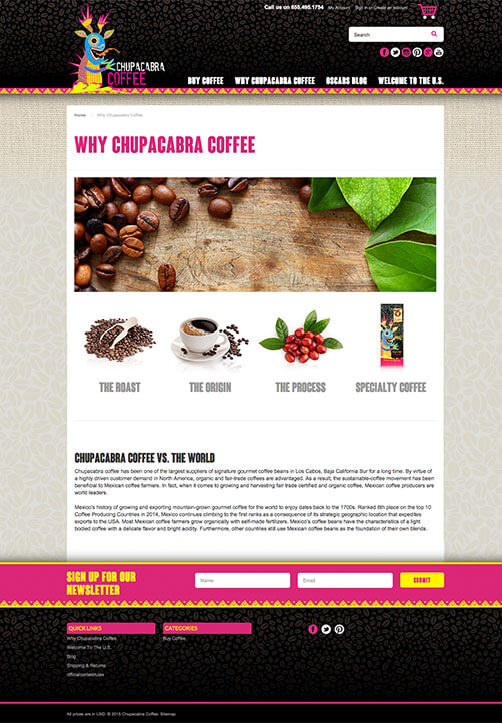 Website Development - Screenshot Chupacabra Coffee